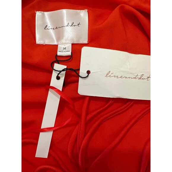 Line & Dot Kira Maxi Dress in Tomato Red Medium New Womens Satin Gown - Picture 8 of 14